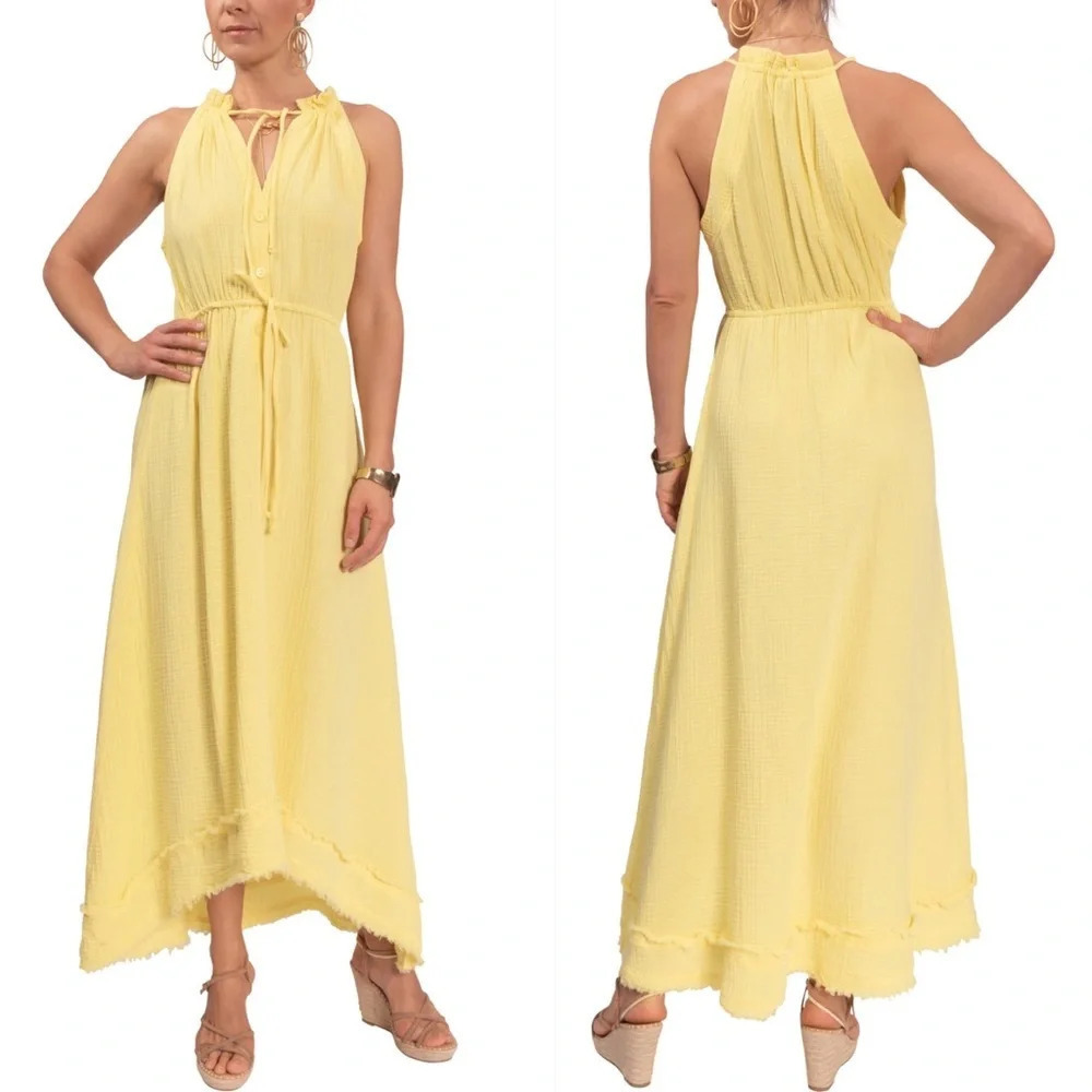 Everyday Ritual‎ Crissie Hi Lo Dress - Pineapple Cotton Bubble Gauze
